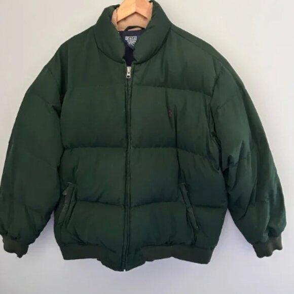Polo by Ralph Lauren Vintage Puffer Jacket. Goose Down Filled Hunter Green Sz XL - Picture 1 of 8